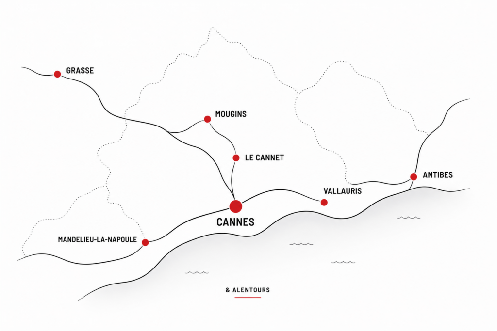 Zone d’intervention de Dépann’ Serrures : Cannes, Le Cannet, Mougins et Grasse